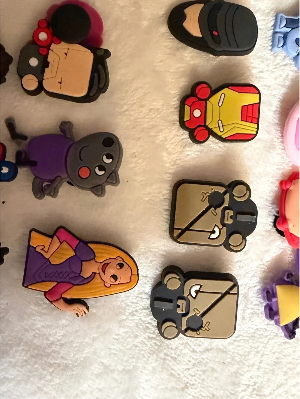Jubbitz collection of colorful cartoon-themed shoe charms